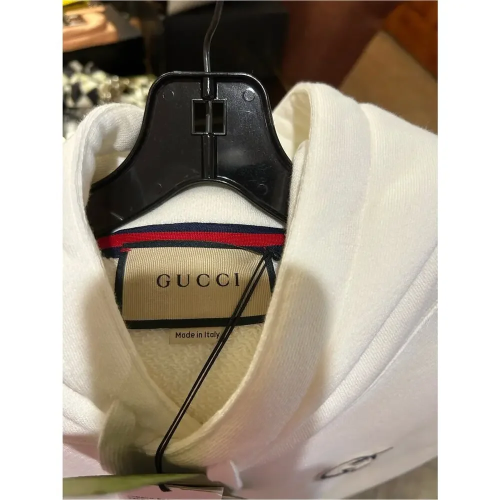 Men's Gucci embroidered interlocking G cotton hoodie size XL made in Italy